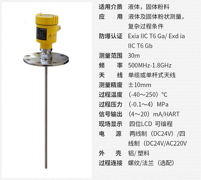 雷達(dá)物位計RD710技術(shù)參數(shù)表圖
